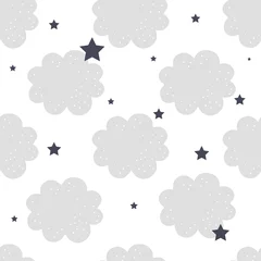 Foto op Canvas Cute cloud seamless pattern.Vector illustration for background,wallpaper,frabic.Editable element © piixypeach