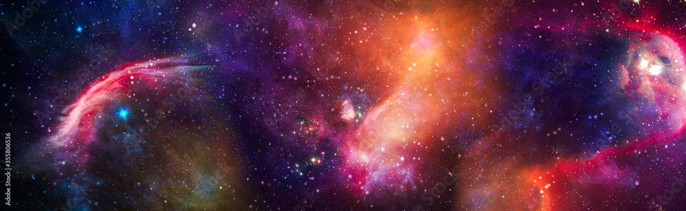 Wall mural star particle motion on black background, starlight nebula in galaxy at universe space background. t
