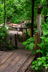 Wooden staircase leading to the river