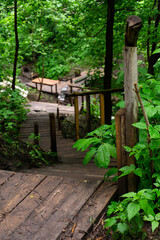 Wooden staircase leading to the river