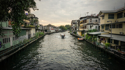 Fototapeta na wymiar The Passenger ships In Saen Saeb Canal,Bangkok,Thailand