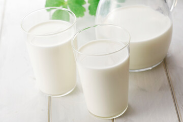グラスに入った牛乳　