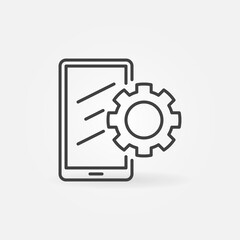 Phone with Gear linear icon. Vector Smartphone Repair concept outline symbol