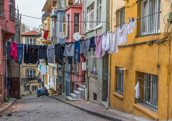 Fototapeta na wymiar Istanbul, Turkey - Fener is one of the most colorful and typical quarters of Istanbul, with its Byzantine, Ottoman and Greek heritage. Here in particular its alleys