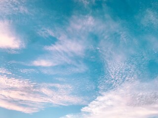 Dramatic blue sky and white clouds on sky bright and clear day background.