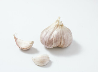 garlic on white background.