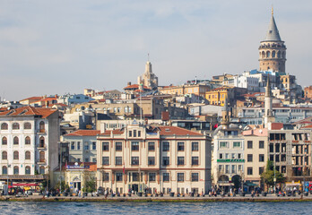 Istanbul, Turkey - a quarter within the borough of Beyoglu, often known as Karaköy, Galata is a main district in Istanbul. Here in particular the skyline, with the imposing Galata Tower