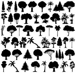 Set of plant and tree silhouette