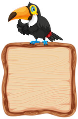 Board template with cute toucan on white background