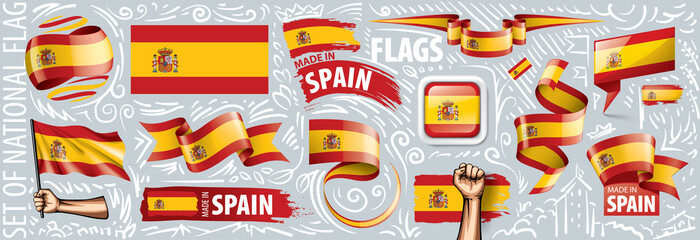 Vector set of the national flag of Spain in various creative designs