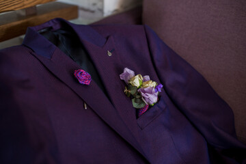 wedding suit of the groom on the couch