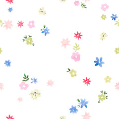 Beautiful seamless floral pattern with watercolor gentle summer colorful flowers. Stock illustration.