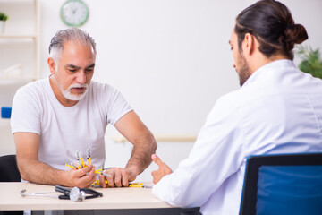 Patient suffering from diabetes visiting doctor