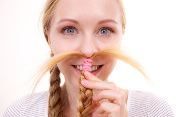 Blonde girl with braid hair