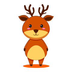 Brown small deer character. vector illustration.