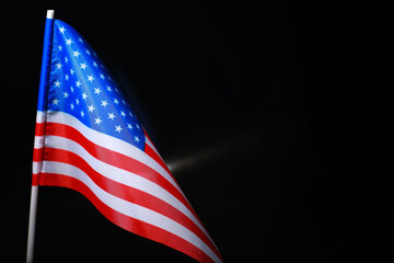 The concept of diplomatic relations. Flag of the Russian Federation and partner. Sanctions pressure in politics.