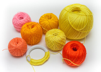 a set of colored threads for embroidery
