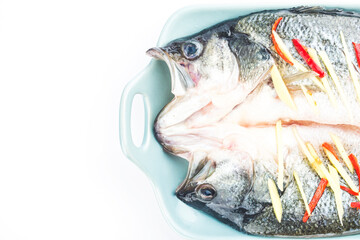 A plate of Delicious steamed bass