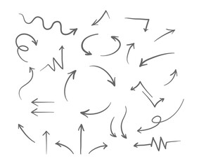 Hand drawn arrow set. Vector illustration graphic collection of arrows in different shapes.