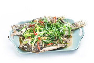 A plate of freshly steamed osmanthus fish