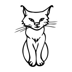 Hand drawn lynx. Cartoon lynx outline doodle style. Vector transparent illustration isolated on white background. Decoration for greeting cards, posters, flyers, prints for clothes.