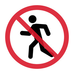 No walk icon access for pedestrians prohibition sign, vector illustration. No pedestrian sign