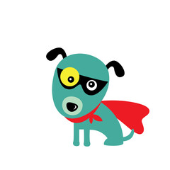 cute superman hero puppy vector