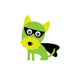 cute superman hero puppy vector