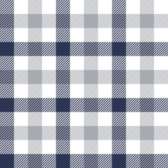 Gingham pattern in blue, grey, white. Seamless vichy check plaid graphic for scarf, tablecloth, wrapping, packaging, or other modern fabric design.