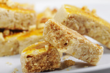 Peanut cookies or kue kacang, a sweet snack that made from peanuts. One of famous snack in Indonesia.