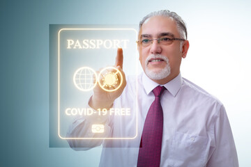 Concept of immunity passport - pressing virtual button