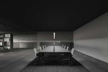 Dark grey office meeting room interior