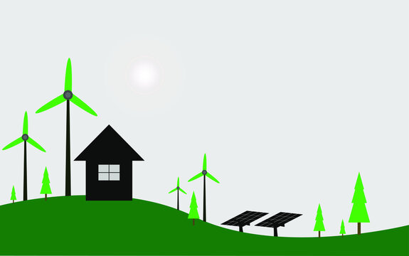 wind and solar energy Eco friendly vector design
