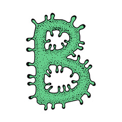 Letter B. Coronavirus font. vector quarantine alphabet. health and medical vector letters. vector illustration. Viral alphabet. Letters in the form of bacteria. They're going against a white