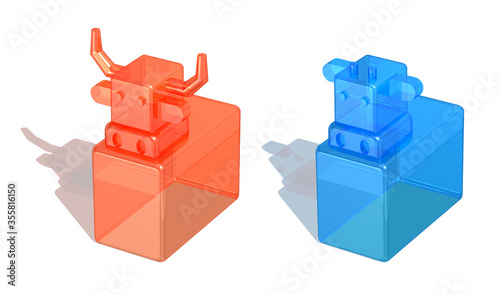 透明感のあるアクリル質感のキャラクター3dイラスト Wall Mural Robinfixx