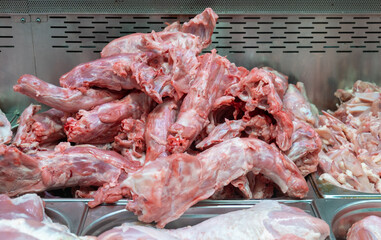 Raw turkey necks sold at a city supermarket