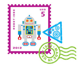 robot stamp graphic symbol vector