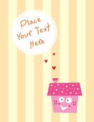 cute little happy house valentine greeting card vector