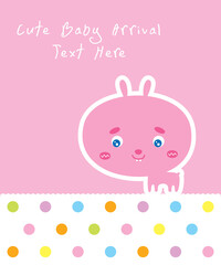 cute rabbit baby arrival greeting gift card vector