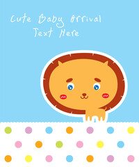 cute lion baby arrival greeting gift card vector