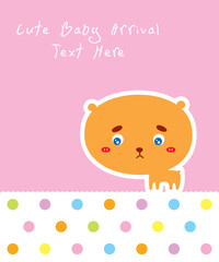 cute teddy bear baby arrival greeting gift card vector