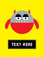 cute little monster greeting card vector