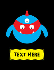 cute little monster greeting card vector