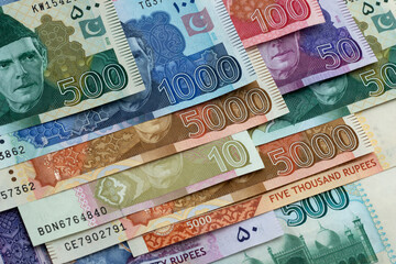 Pakistani Rupees, Pakistani currency notes - obrazy, fototapety, plakaty
