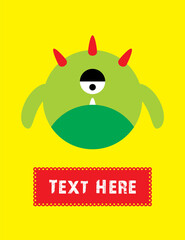cute little monster greeting card vector