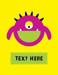 cute little monster greeting card vector