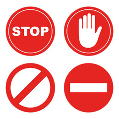 stop sign set, isolated on white background. vector illustration