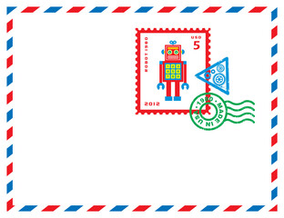 Obraz premium robot stamp letter