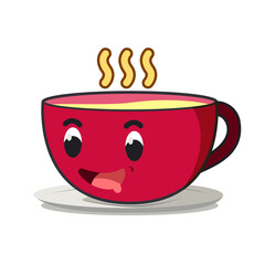A cup of drink with face. cartoon character