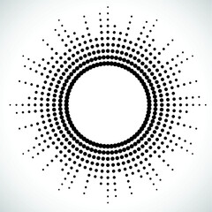 Halftone dots in circle form. round logo . vector dotted frame . design element